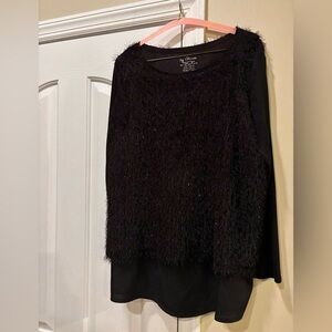 Chico’s Black Fuzzy Layered Long-Sleeve Women's Top